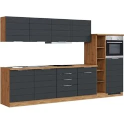 Held Möbel Küchenzeile 330 Cm Matt Grau-Wotaneiche -Grohe Store 0070 11016600 1023.6293 1b