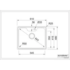Eurodomo Einbauspüle Bell 61 Cm Edelstahl Glatt -Grohe Store 010550550 bell 60 skizze 5