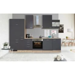 Flex-Well Exclusiv Küchenzeile Morena 310 Cm Basaltgrau Matt-San Remo Eiche Hell -Grohe Store 049 4051 G3102604033MORENA