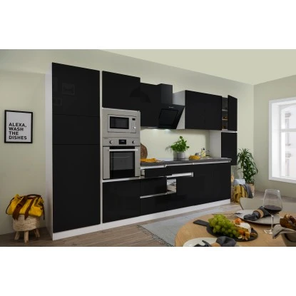 Respekta Premium Küchenzeile Grifflos 385 Cm Schwarz Hochglanz-Weiß 1 Respekta Premium Küchenzeile Grifflos 385 Cm Schwarz Hochglanz-Weiß