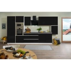 Respekta Premium Küchenzeile Grifflos 385 Cm Schwarz Hochglanz-Weiß 18 Respekta Premium Küchenzeile Grifflos 385 Cm Schwarz Hochglanz-Weiß -Grohe Store 11939 4384 GLRP385HWSGKE 2