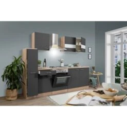 Respekta Küchenzeile KB240ESG 240 Cm Grau-Eiche -Grohe Store 1258383 KB240ESG 01