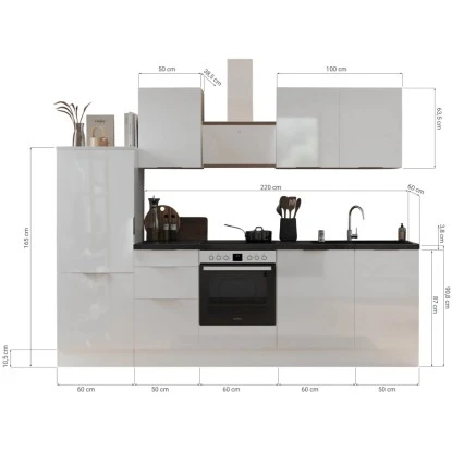 Respekta Selection Küchenzeile Elisabeth RS280WGH 280 Cm Grau-Weiß 3 Respekta Selection Küchenzeile Elisabeth RS280WGH 280 Cm Grau-Weiß – Bild 3
