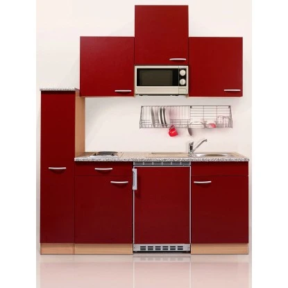 Respekta Economy Küchenzeile KB180BRMI 180 Cm Rot-Buche 1 Respekta Economy Küchenzeile KB180BRMI 180 Cm Rot-Buche