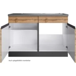 Held Möbel Spülenunterschrank Turin 120 Cm Mit 2 Türen Wotaneiche/Graphit -Grohe Store 189417 11016600 S 03