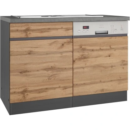 Held Möbel Spülenunterschrank Turin 120 Cm Mit GSP-Blende Wotaneiche/Graphit 1 Held Möbel Spülenunterschrank Turin 120 Cm Mit GSP-Blende Wotaneiche/Graphit