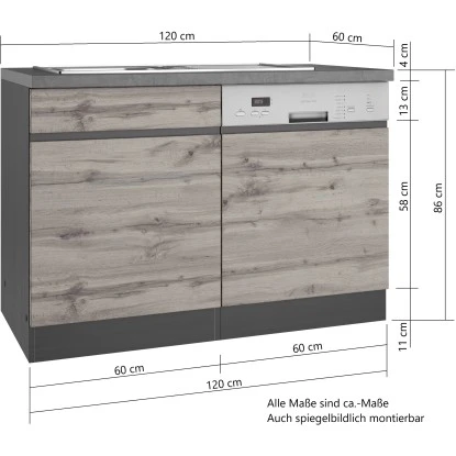 Held Möbel Spülenunterschrank Turin 120 Cm Mit GSP-Blende Wotaneiche/Graphit 5 Held Möbel Spülenunterschrank Turin 120 Cm Mit GSP-Blende Wotaneiche/Graphit – Bild 5