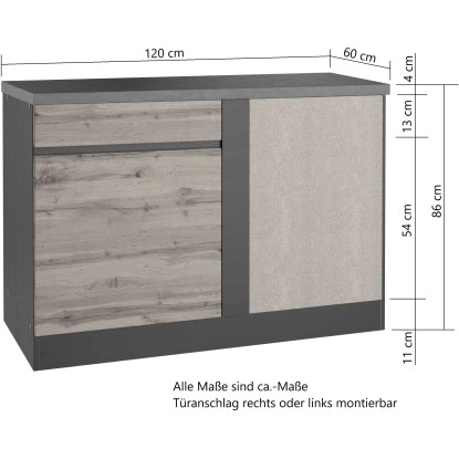 Held Möbel Küchen-Eckschrank Turin 120 Cm Graphit/Wotaneiche 4 Held Möbel Küchen-Eckschrank Turin 120 Cm Graphit/Wotaneiche – Bild 4