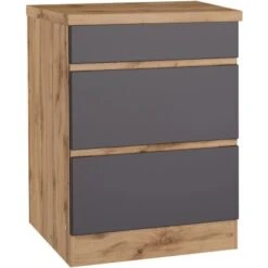 Held Möbel Kochfeldumbauschrank Turin 60 Cm Graphit/Wotaneiche