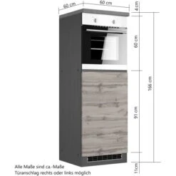 Held Möbel Ofenumbauschrank Turin 60 Cm Graphit/Wotaneiche -Grohe Store 189537 11016600 VM 07