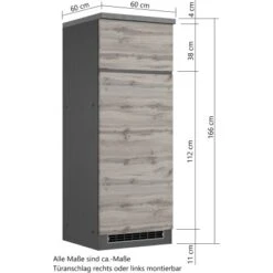 Held Möbel Umbauschrank Für Kühl/Gefrierkombi Turin 60 Cm Graphit/Wotaneiche -Grohe Store 189543 11016600 VM 07