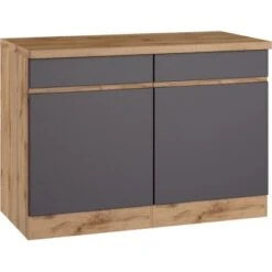 Held Möbel Küchenunterschrank Turin 120 Cm Graphit/Wotaneiche