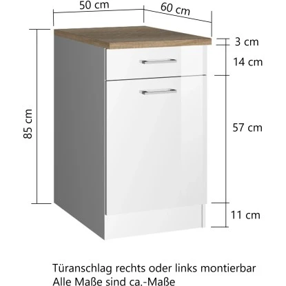 Held Möbel Küchenunterschrank Mailand 50 Cm Tür/Schubk. Hochgl. Graphit/Graphit 2 Held Möbel Küchenunterschrank Mailand 50 Cm Tür/Schubk. Hochgl. Graphit/Graphit – Bild 2
