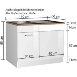 Held Möbel Spülenunterschrank Mailand 110 Cm Hochglanz Weiß/Weiß -Grohe Store 189973 11016600 VM 03
