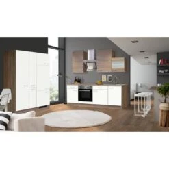 Flex-Well Classic Küchenzeile Florida 360 Cm Weiß-Sonoma Eiche Nachbildung -Grohe Store 1 G3602904040Florida30Grad