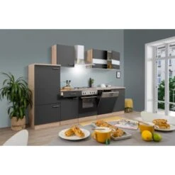 Respekta Küchenzeile KB280ESG 280 Cm Grau-Eiche Sägerau Nachbildung -Grohe Store 2161123 KB280ESG 01