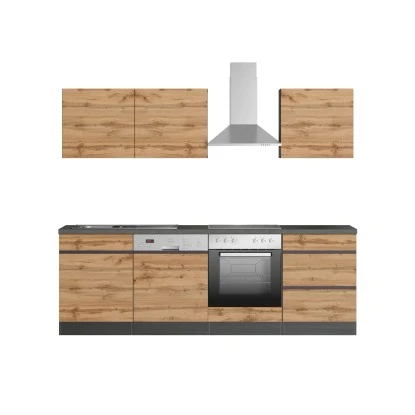 Held Möbel Küchenzeile Turin 240 Cm Wotaneiche-Graphit Mit E-Geräten 4 Held Möbel Küchenzeile Turin 240 Cm Wotaneiche-Graphit Mit E-Geräten – Bild 4