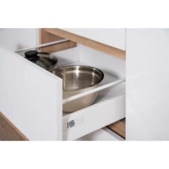 Respekta Küchenzeile GLRP370HESW Grifflos 370 Cm Weiß Hochglanz-Sonoma Eiche -Grohe Store 22020 Detailbild Schublade