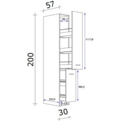 Flex-Well Apothekerschrank 30 Cm Arizona Quarz Cubanit-San Remo Eiche -Grohe Store 247350 4051 5 1