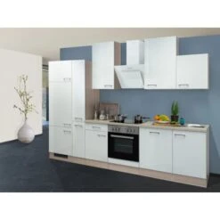 Flex-Well Exclusiv Küchenzeile Abaco 310 Cm Perlmutt Glänzend-Akazie Nachbildung