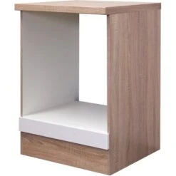 Flex-Well Exclusiv Herd-Umbauschrank Valero 60 Cm Hochglanz Weiß-Sonoma Eiche