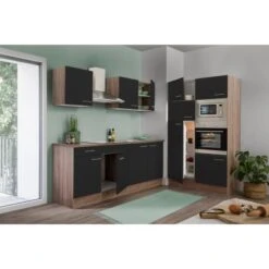 Respekta Küchenzeile KB330EYSMIGKE 330 Cm Schwarz-Eiche York Nachbildung -Grohe Store 384 122020 KB330EYSMIGKE 3