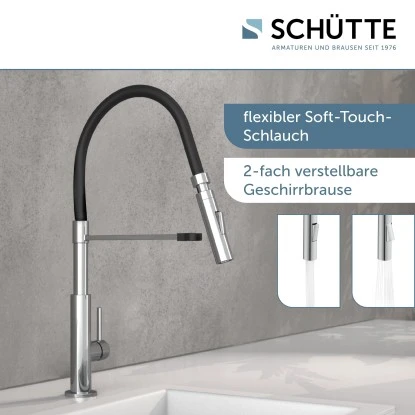Schütte Spültischarmatur Mit Soft-Touch Schlauch Stilo Chrom-Schwarz 2 Schütte Spültischarmatur Mit Soft-Touch Schlauch Stilo Chrom-Schwarz – Bild 2