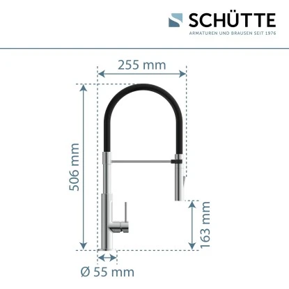 Schütte Spültischarmatur Mit Soft-Touch Schlauch Stilo Chrom-Schwarz 6 Schütte Spültischarmatur Mit Soft-Touch Schlauch Stilo Chrom-Schwarz – Bild 6