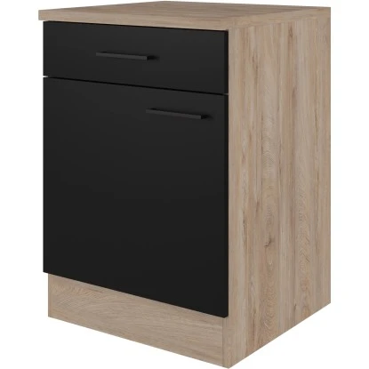 Flex-Well Exclusiv Unterschrank Capri 60 Cm Schwarz Matt-Endgrain Oak 1 Flex-Well Exclusiv Unterschrank Capri 60 Cm Schwarz Matt-Endgrain Oak