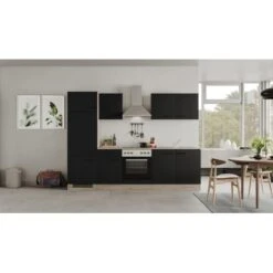 Flex-Well Exclusiv Küchenzeile Capri 270 Cm Schwarz Matt-Endgrain Oak -Grohe Store 4047584070469 4051 AB 03
