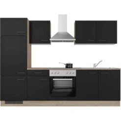 Flex-Well Exclusiv Küchenzeile Capri 270 Cm Schwarz Matt-Endgrain Oak -Grohe Store 4047584070469 4051 S 01
