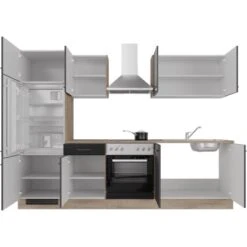 Flex-Well Exclusiv Küchenzeile Capri 270 Cm Schwarz Matt-Endgrain Oak -Grohe Store 4047584070469 4051 S 02