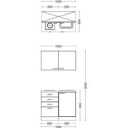 Flex-Well Exclusiv Miniküche Capri 100 Cm Schwarz Matt-Endgrain Oak 6 Flex-Well Exclusiv Miniküche Capri 100 Cm Schwarz Matt-Endgrain Oak – Bild 6