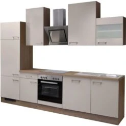 Flex-Well Exclusiv Küchenzeile Orlando 280 Cm Kaschmir Glanz-Sonoma Eiche -Grohe Store 4051 g2802302015nepalfrei