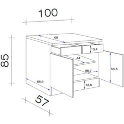 Flex-Well Exclusiv Unterschrank Capri 100 Cm Schwarz Matt-Endgrain Oak -Grohe Store 4070247 4051 VM US100 28mm