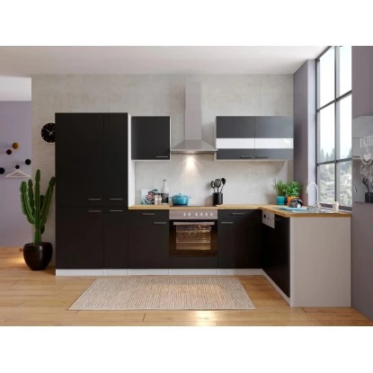 Respekta Winkelküche KBL310WSCGKEG 310 X 172 Cm Schwarz-Weiß-Butcher Nussbaum 3 Respekta Winkelküche KBL310WSCGKEG 310 X 172 Cm Schwarz-Weiß-Butcher Nussbaum – Bild 3