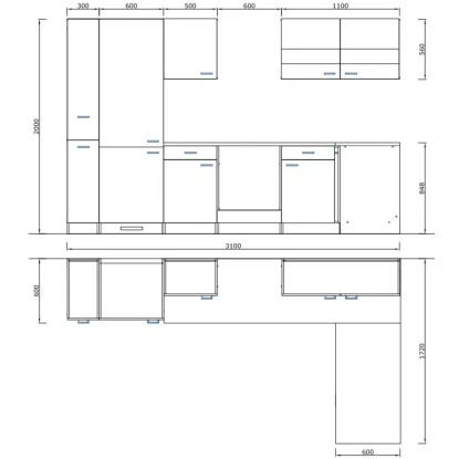 Respekta Winkelküche KBL310WSCGKEG 310 X 172 Cm Schwarz-Weiß-Butcher Nussbaum 5 Respekta Winkelküche KBL310WSCGKEG 310 X 172 Cm Schwarz-Weiß-Butcher Nussbaum – Bild 5