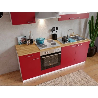 Respekta Küchenzeile KB210WR 210 Cm Rot-Weiß 3 Respekta Küchenzeile KB210WR 210 Cm Rot-Weiß – Bild 3