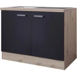 Flex-Well Exclusiv Spülenunterschrank Lara 100 Cm Anthrazit-San Remo Eiche