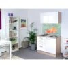 Flex-Well Exclusiv Miniküche Valero 100 Cm Hochglanz Weiß-Sonoma Eiche