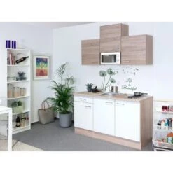 Flex-Well Classic Singleküche Florida 150 Cm Sonoma Eiche-Weiß-Sonoma Eiche