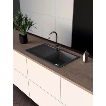 Granitspüle Altena D-100 Inkl. Küchenarmatur Simi 50 Cm X 86 Cm Onyx 3 Granitspüle Altena D-100 Inkl. Küchenarmatur Simi 50 Cm X 86 Cm Onyx – Bild 3