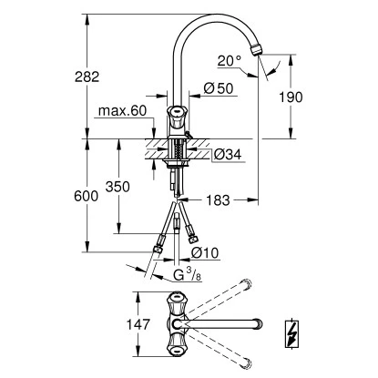 Grohe Spültisch-Einlochbatterie Costa Chrom 2 Grohe Spültisch-Einlochbatterie Costa Chrom – Bild 2