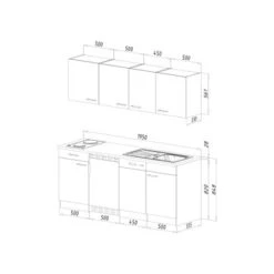 Respekta Küchenzeile KB195EYSC 195cm Schwarz-Eiche York Nachb. Glaskeramikkochf. -Grohe Store 5208442 4384 3 6