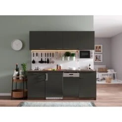 Respekta Küchenzeile KB195EYGMI 195 Cm Grau-Eiche York Nachbildung -Grohe Store 5208574 4384 4