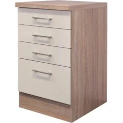 Flex-Well Exclusiv Schubkastenschrank Orlando 50 Cm Kaschmir Glanz-Sonoma Eiche