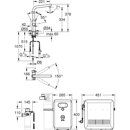 Grohe Mono Armatur Set Blue Professional Supersteel 2 Grohe Mono Armatur Set Blue Professional Supersteel – Bild 2