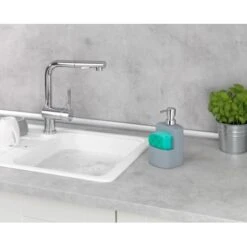 Wenko Spülmittelspender Festival Mit Griffiger Soft-Touch Oberfläche Grau -Grohe Store 548131 1068 05