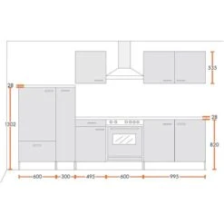 Menke Küchenzeile Classic 300 Cm Weiß Melamin-Sonoma Eiche Nachbildung -Grohe Store 5880174 4719 mkclmzf300