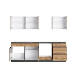 Held Möbel Küchenzeile Turin 240 Cm Wotaneiche-Graphit Ohne E-Geräte -Grohe Store 61372 11016600 1100.6310 2